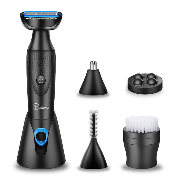5 in 1 Electric Razor Foil Head Man's Grooming Kit Body Shaver Waterproof Nose Hair Trimmer with Facial Massager Cleaning Brush