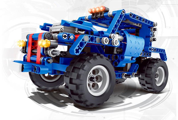 374PC Funny DIY Assembling Pull Back Building Blocks Cars Model Toys For Kids Children Gift