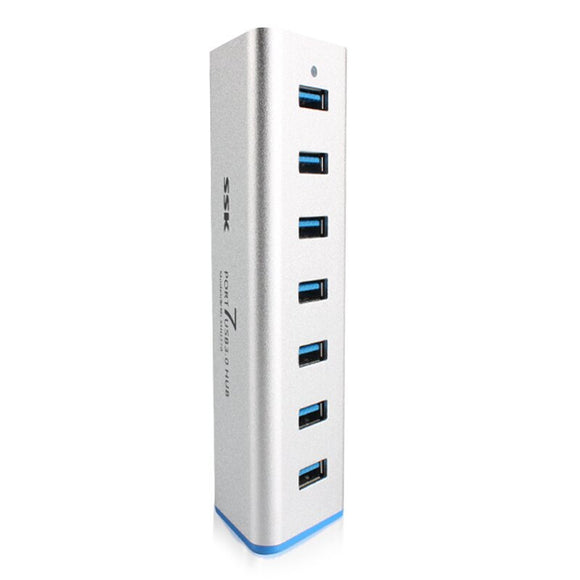 SSK SHU370 7 Ports USB 3.0  Aluminum Alloy Hub with 5V/3.5A Power Adapter