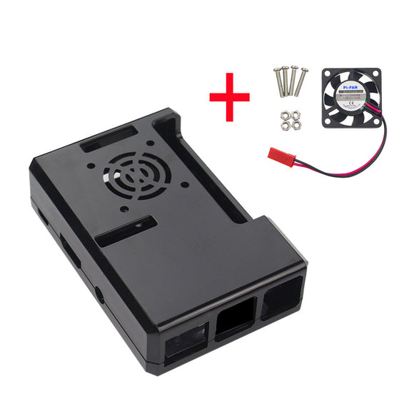 Black ABS Case With Fan Hole + CPU Cooling Fan For Raspberry Pi 3/2