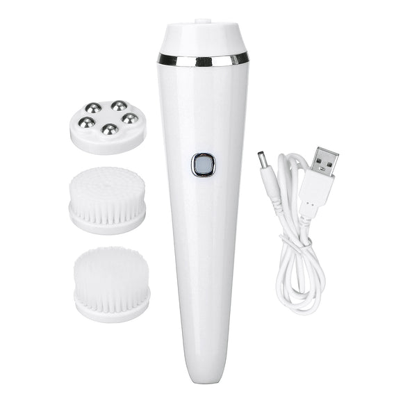 3 in 1 Waterproof Electric Facial Cleansing Brush Set USB Rechargable for Face Body Exfoliating Deep Scrubing with Massage Rolling Ball
