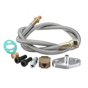 Universal T3 Turbo Turbocharger Oil Feed Line Adapter Kit Set Fitting