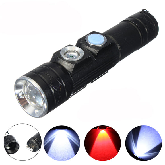 Elfeland XP-E 5Modes USB Rechargeable Mini LED Flashlight With Red Light