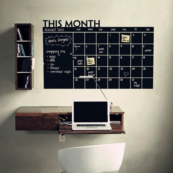 Month Calendar Chalkboard Sticker Blackboard Removable Planner Wall Stickers Black Board Decor