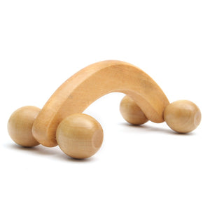 4 Rolling Wheels Wooden Massage Manual Full Body Household Massager Relaxing Natural Wood Roller