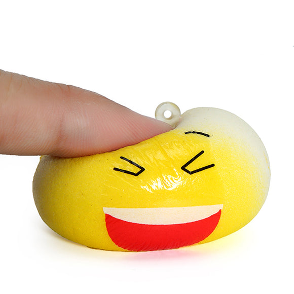 10PCS New Cute Funny Face Simulate Smashed Bean Bun Bread Squishy Toy Stress Reliever Phone Chain