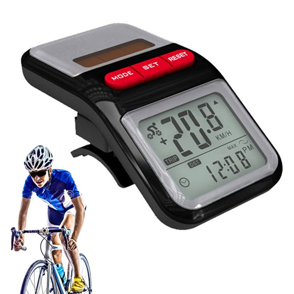 XANES BC01 Multifunction LCD Solar Power Wired Stopwatch Pedometer Odometer Bike Computer Black