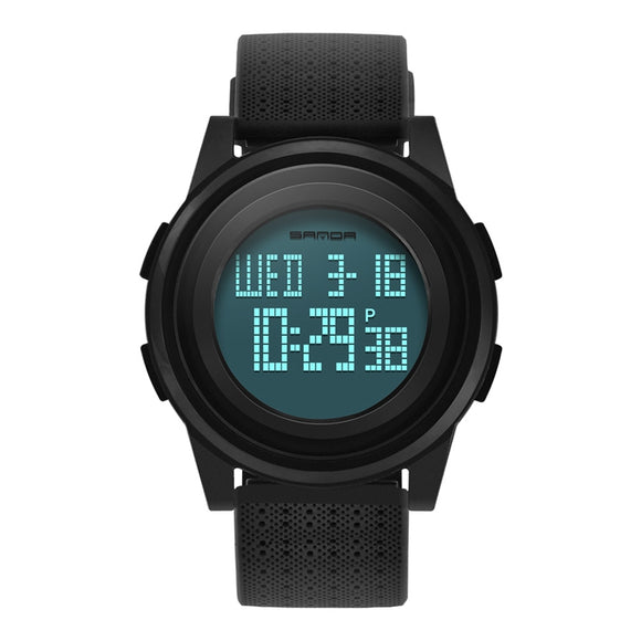 SANDA 337 Digital Watch LED Waterproof PU Leather Sports Student Watch