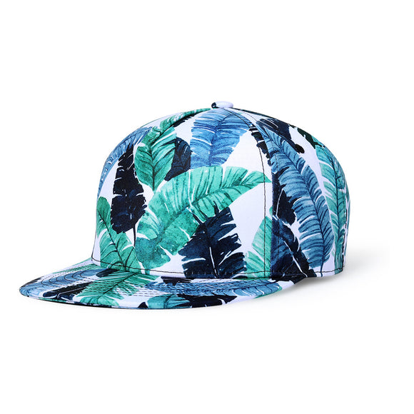 NUZADA Cotton Baseball Cap Flat Brim Hat Hip-Hop Leaf Men Women Adjustable Cycling Hat