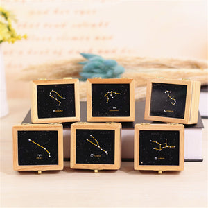 Twelve Constellation Vintage Wooden Music Box Kids Child Xmas Birthday Gift