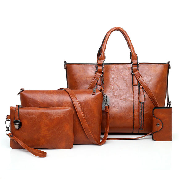 4 PCS Women Casual Minimalist Handbag Shoulder Bag Crossbody Bag Clutch Card Holder