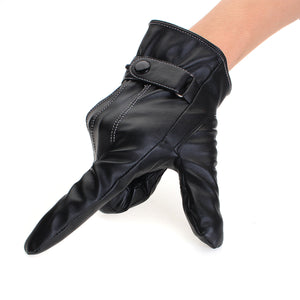 Men Fashion Winter Leather Motorcycle Driving Full Finger Gloves Touch Screen