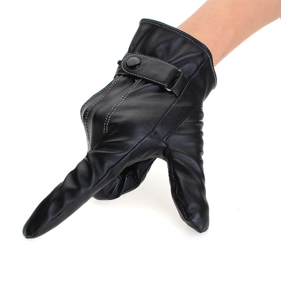 Men Fashion Winter Leather Motorcycle Driving Full Finger Gloves Touch Screen