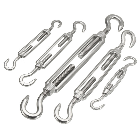 4/5/6/8/10M Hook To Hook Turn Buckles 304 Stainless Steel Open Body Turn Buckle