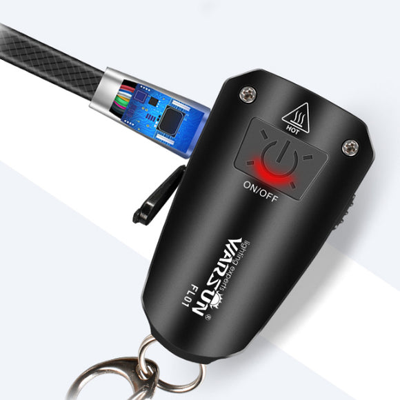WARSUN FL01 600lm  2 Modes Mini Keychain Light UV Violet Flashlight Emergency Alarm Alert
