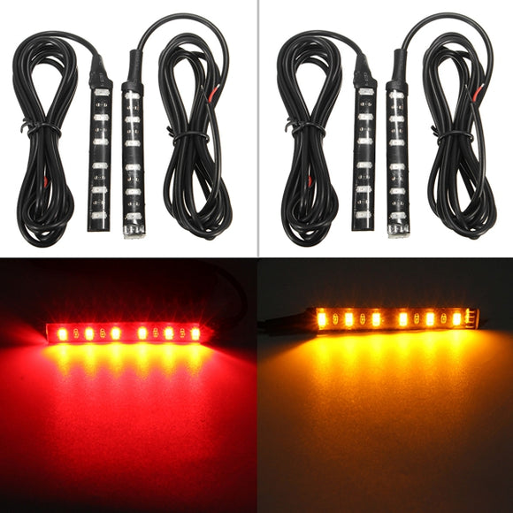 2pcs Universal LED Turn Signal Light Brake Blinker Strip Lamp For Car Motorcycle Truck Lorry