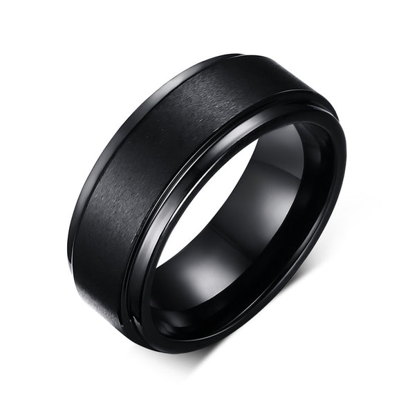 8mm Trendy Black Tungsten Carbide Matte Simple Style Finger Ring for Men