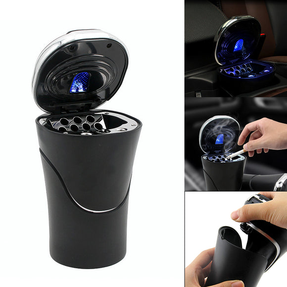 Portable Car Ashtray With LED Light Automatic Lights Up Smoke Cup Ash Tray