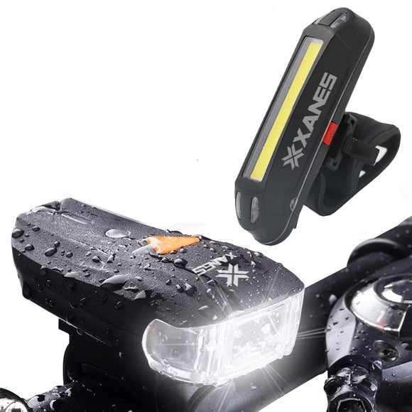 XANES 600LM German Standard Bike Front Light 500LM USB Rechargeable LED Bike Taillight Set