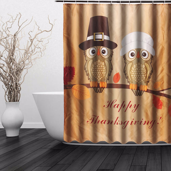 150x180cm Happy Thanksgiving Waterproof Shower Curtain Bathroom Decor with 12 Hooks