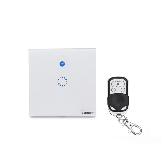 SONOFF T1 EU AC90V-250V 600W Smart WIFI Wall Touch Light Switch 1 Gang Touch/WiFi/433 RF/APP Remote Smart Home Controller + SONOFF 433MHZ Remote Controller