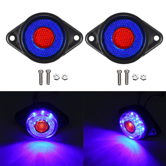 2PCS 24V 8LED 2 Color Trailer Side Marker Lights Truck Caravan Stop Indicator Lamp