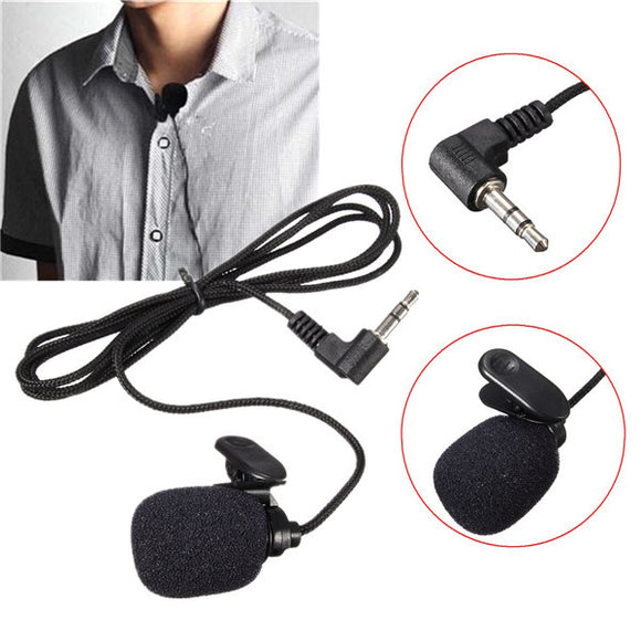 1.1m Mini 3.5mm External Tie Lapel Lavalier Clip Microphone Recording Lectures For PC Laptop