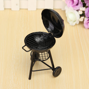 1/12 Scale Black BBQ Grill Kitchen Dollhouse Miniature Furniture Accessories For Dollhouse