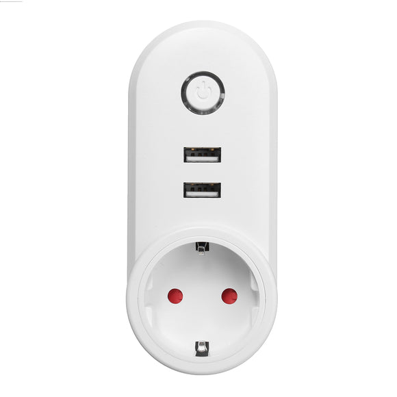 EU Plug 110-230V 1250W Smart WIFI Socket Assistant 2 USB Alexa Voice Control APP