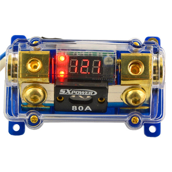 F208 Car Voltage Display 1 in 1 Out 80A Digital ANL Fuse Holder