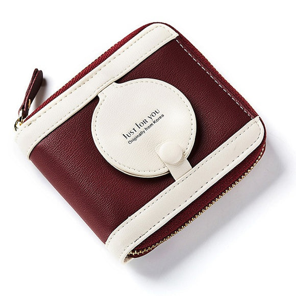 Women PU Leather 6 Card Slots Short Wallet Phone Bag Coin Purse Card Holder