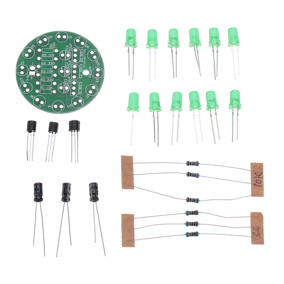 10pcs DIY Green LED Round Flash Electronic Production Kit Component Soldering Training Practice Board