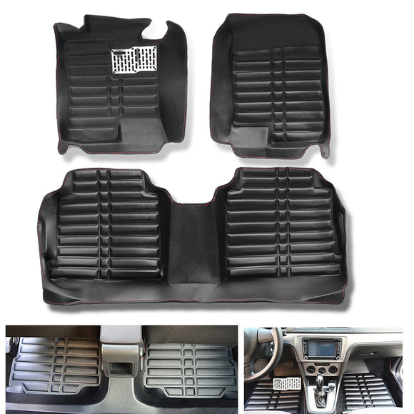 3Pcs PU Leather Full-Encased Car Floor Mat Front Rear Liner Waterproof for Hyundai Sonata 2014-2018