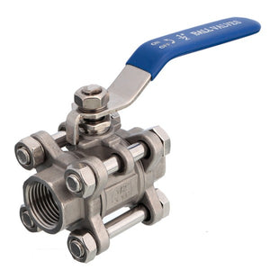 1 NPT 3 Piece Ball Valve Full Port SS 316 Stainless Steel WOG1000 Threaded"
