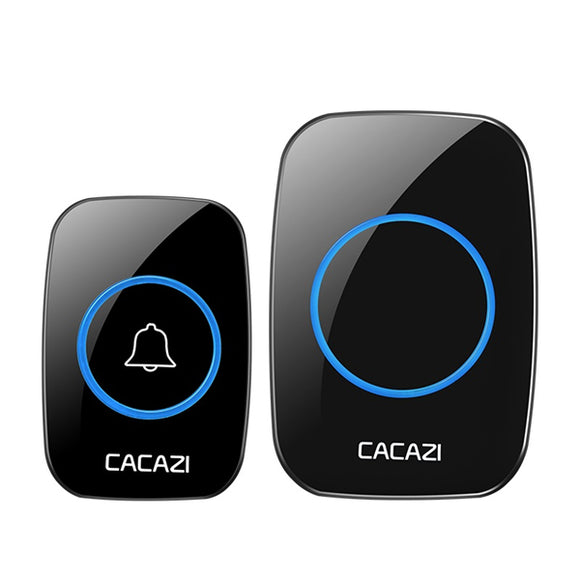 CACAZI LED Smart Doorbell Waterproof 300M Remote Mini Wireless Door Bell 38 Chimes 20-85dB Door Ring
