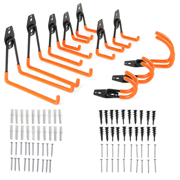 90PCS Wall Mounted Garage Hooks Set Workshop Garden Tools Storage Organizer