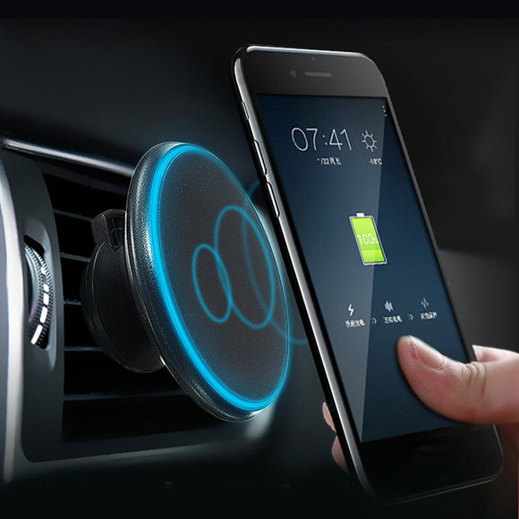 Magnetic Qi Wireless Indicator Light 360 Rotation Charger Holder Air Vent Mount Pad for Samsung S8