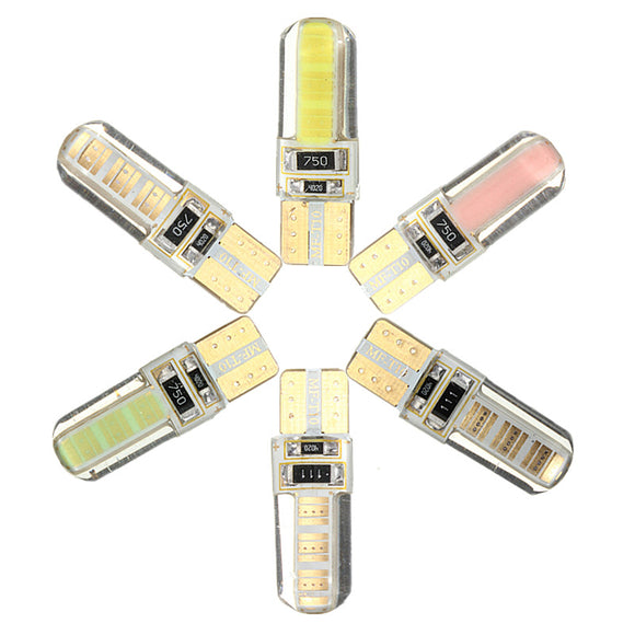 T10 W5W COB LED Car Side Wedge Marker Lights Canbus Error Free License Bulb Soft Gel 2W 1pcs