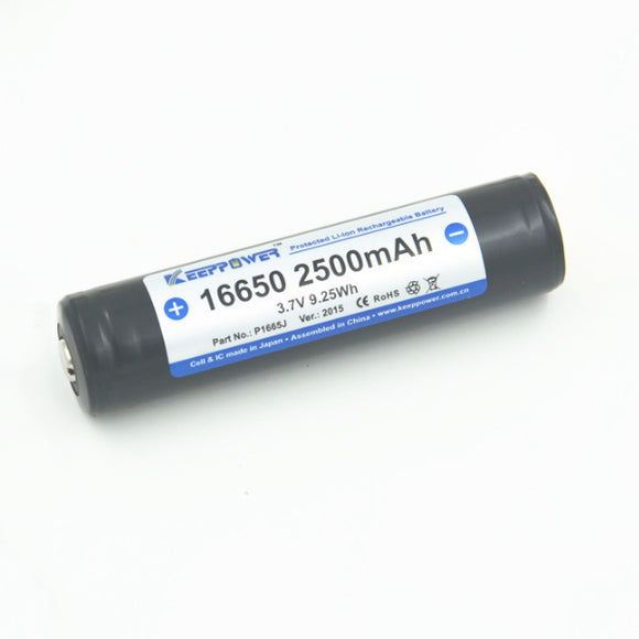 1Pcs KeepPower 16650 2500mAh protected lithium rechargeable battery KeepPower P1665J 3.7V