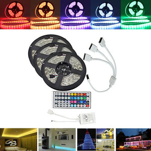 15M SMD5050 Waterproof RGB 450 LED Strip Tape Light Kit + 44 Keys Controller + Cable Connector DC12V