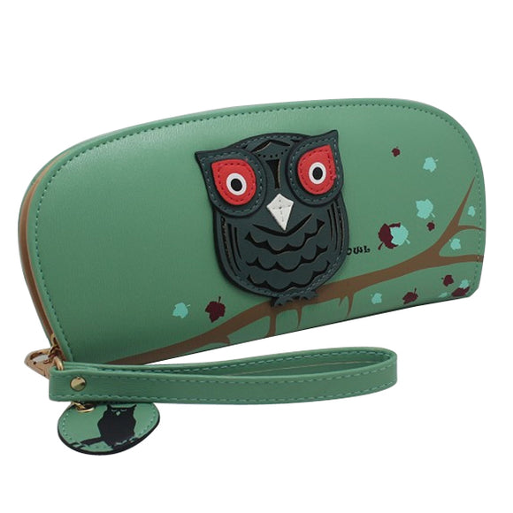 Cute Owl Stereoscopic Printing  Zipper Long Women Wallet Women Clutches Short  Purses