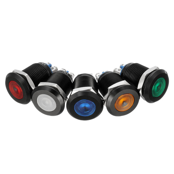 12V 12mm LED Metal Indicator Pilot Dash Light Lamp Screw Terminal