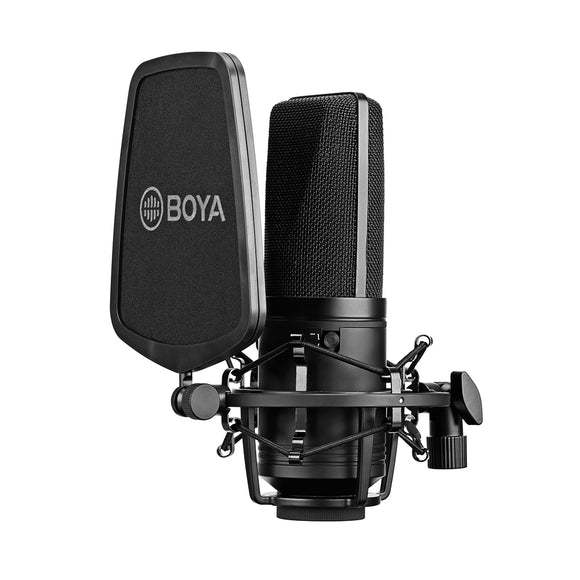 BOYA BY-M1000 Professional Condenser Microphone Kit Support Cardioid/Omnidirectional/Bidirectional with Double-layer Popfilter Shock Mic