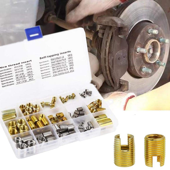116PCS Self-tapping Thread Slotted Sheath and Wire Threaded Jacket Combination Thread Repair M3-M12 Tools Kit