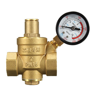DN20 NPT 3/4 Adjustable Brass Water Pressure Regulator Reducer with Gauge Meter"