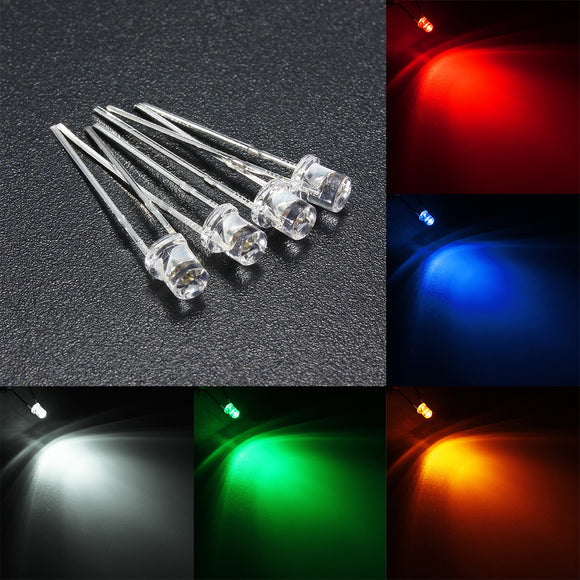 10pcs 3mm 5 Color Water Clear LED Flat Diodes Assortment Lamp DIY