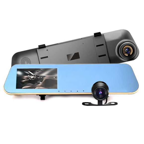 4.3 Inch HD 1080P Car DVR Mirror Camera Rear View Dual Lens Night Vision Loop Video