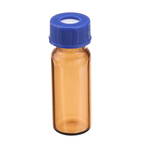 100Pcs/Set 2ml Ungraduated Brown Sample Vials Autosampler Vials Bottles Threaded Vials w/ Write-on Spot Screw Caps Septa