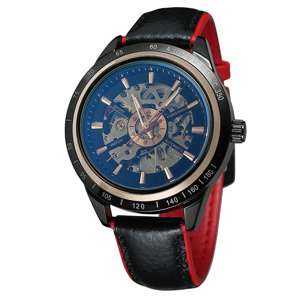 FORSINING A2 Geniue Leather Strap Men Sport Fashion Self-winding Mechanical Watch