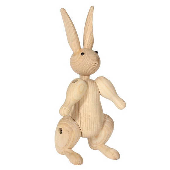 Wood Carving Miss Rabbit Figurines Joints Puppets Animal Art Home Decoration Crafts